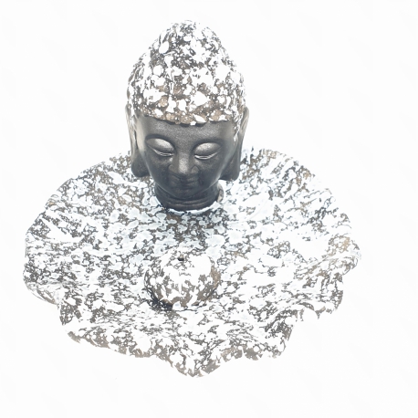 Buddha Kopf Weihrauchhalter Weiß / Schwarz