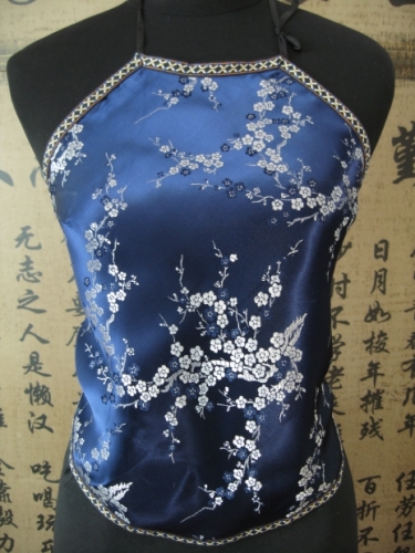 Chinesisches Shirt mit Blumen (blau)
