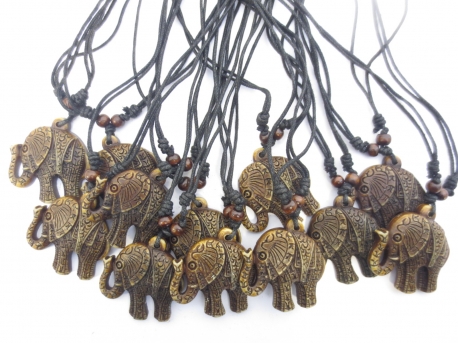 Polystone Elefant Halskette set von 12 braun 