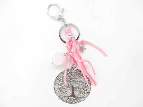 Tree of Life keychain mit rosenquarz ball