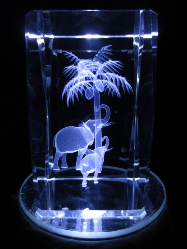 3D Laserblock mit 2 Elefanten palme
