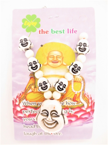 Großhandel - Weiße lächelnde Buddha-Kopfkette