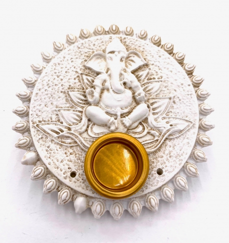 Ganesha Räucherstäbchenhalter rund Weiß (6 Stück)