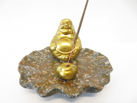 golden Fröhlicher Buddha Räucherstäbchenhalter braun