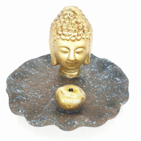 Großhandel - goldener Thai Buddha Kopf Weihrauchhalter Blau / Braun