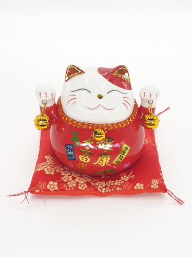 Großhandel - Lucky Cat Sparbüchse auf Kissen mit 2 Blasen Rot und Lila