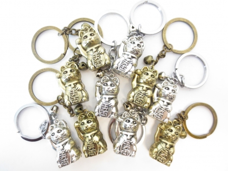 Glückskatze Schlüsselanhänger gold & silber (12st)