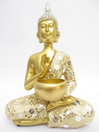 Thai Buddha mit Schüssel gold