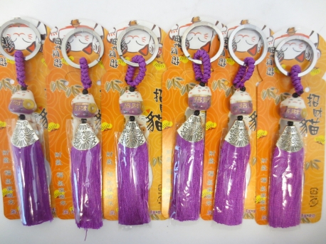 Glückskatze Schlüsselanhänger set von 6 lila