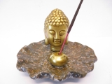 golden Buddha kopf Räucherstäbchenhalter braun